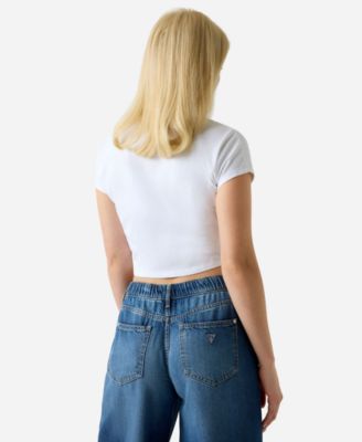 Women's Script Logo Crew Neck Crop T-Shirt