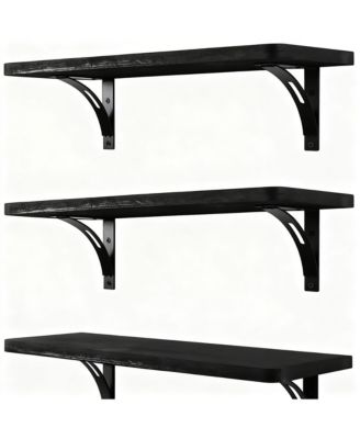 Wooden Wall Shelves Set of 2 - Easy Install, Sturdy, Multi-Use