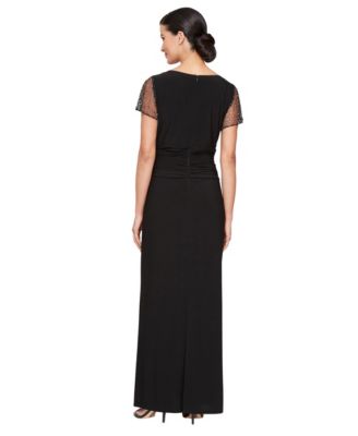 Women's Illusion Sleeve Long Dress