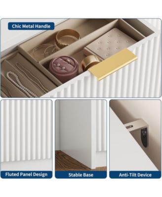 9 Drawer Dresser for Bedroom,Fluted Dresser with Smooth Slides, Modern Chest of Drawers with Golden Handles for Bedroom, Living Room