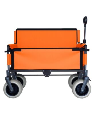 Folding Wagon - Heavy-Duty Wagon Cart with All-terrain Wheels and Bench Seat, 500lbs Capacity for Camping and Beach