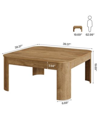 Square Coffee Table, 39.37-Inch Simple Center Table for Living Room, Farmhouse Wooden Cocktail Tea