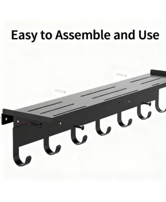 7-Hook Wall Coat Rack with Storage Shelf