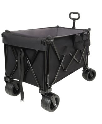 Foldable Wagon, Heavy Duty Extra Long Extender Wagon Cart with All-Terrain Beach Wheels, 480 LBS Capacity for Beach, Camping and Gardening