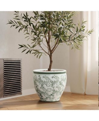  Paisley Ceramic Planter, 11.42" Round, Indoor & Outdoor Flower Pot