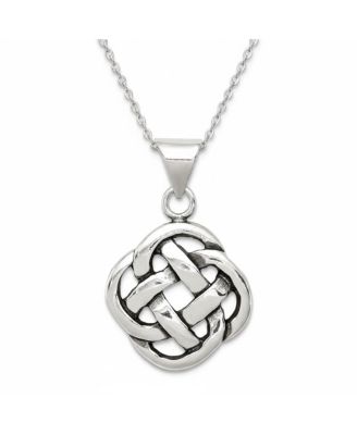 925 Sterling Silver 18 Inch Antiqued Celtic Knot Necklace - 22x12mm