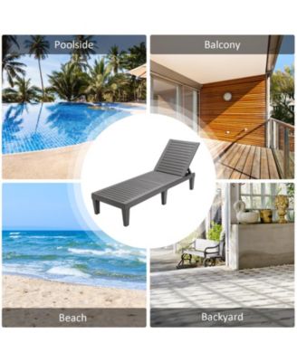 Patiojoy 2 PCS Lounge Chair Chaise Recliner Weather Resistant Adjustable Outdoor