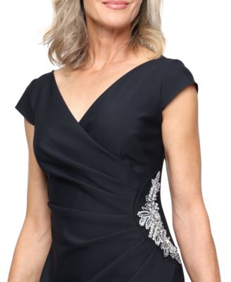 Petite Pleated Side-Embellished Gown