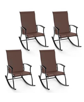 Set of 4 Outdoor Rocking Chair Patio Rocker w/ Breathable Fabric