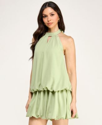 Juniors' Halter Bubble Skirt Dress