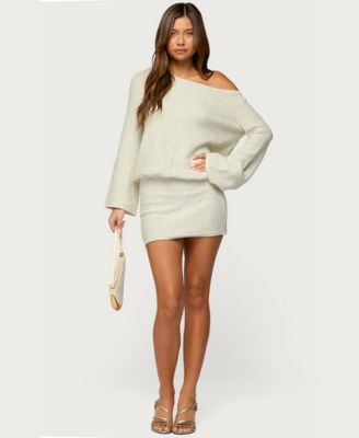 Women's One Shoulder Sequin Knit Mini Dress