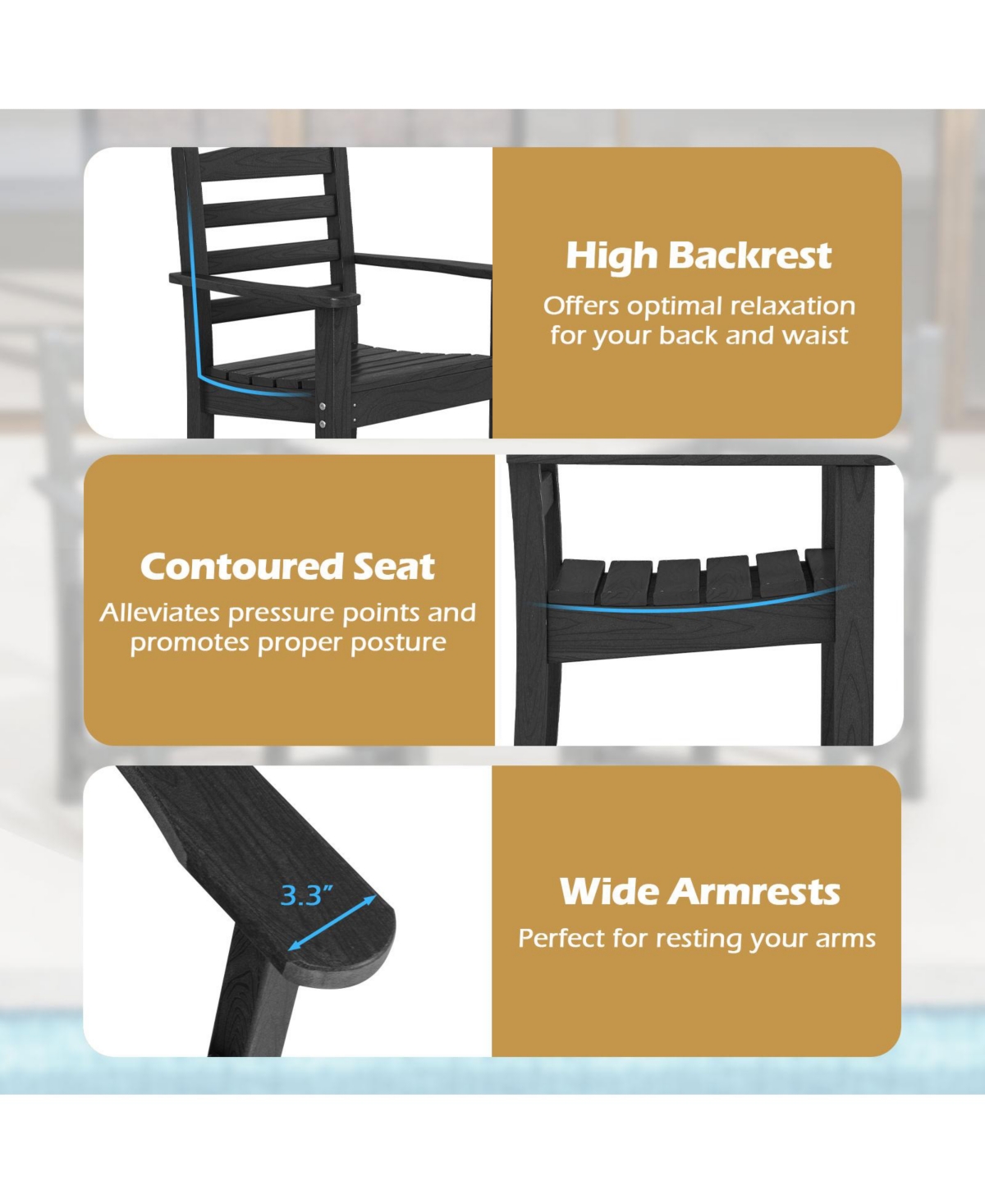 Gymax 6 Pcs Patio Dining Bench Set Outdoor Hdpe Weather Resistant Table & Chairs Set