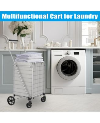 Foldable Heavy Duty Shopping Cart - Grocery Cart on Wheels with Waterproof Oxford Bag for Laundry, Garden, Camping