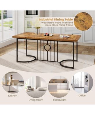 71 Inch Large Dining Table for 6-8 People Rectangular Wood Kitchen Table-Rustic