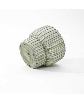 Vintage Distressed 13.4-Inch Tall Round Cement Planter