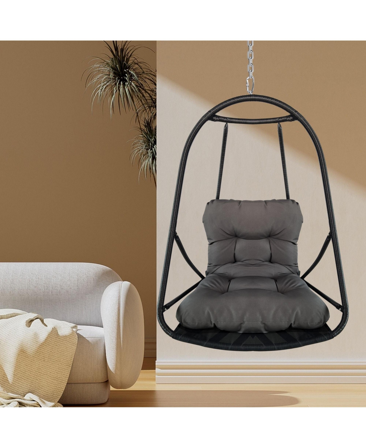 Clihome Wicker Rattan Swing Egg Chair without Stand