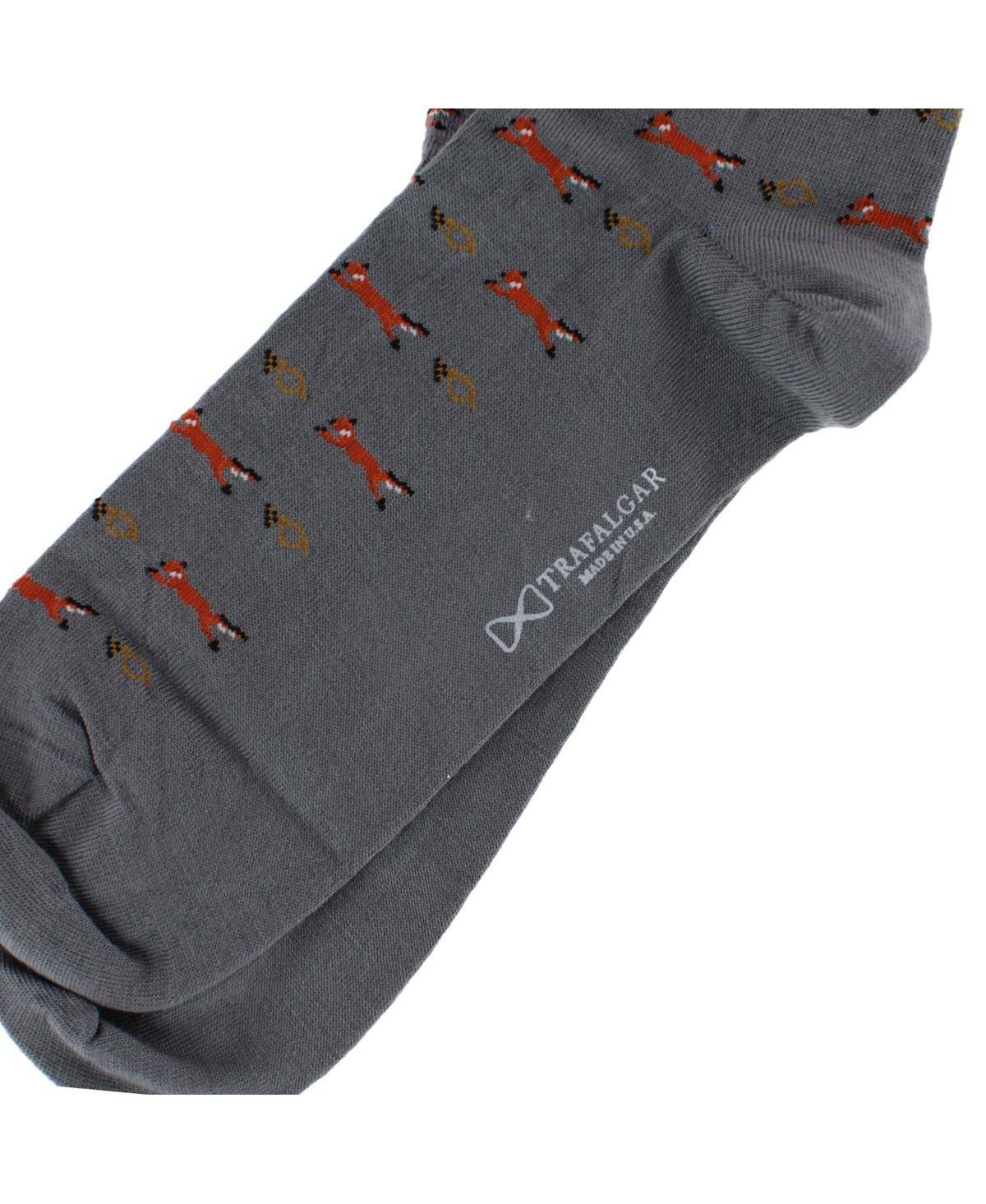 Trafalgar Men's The Hunt Is On Mid-Calf Fox Noevlty Pima Cotton Dress Sock (1 Pair)