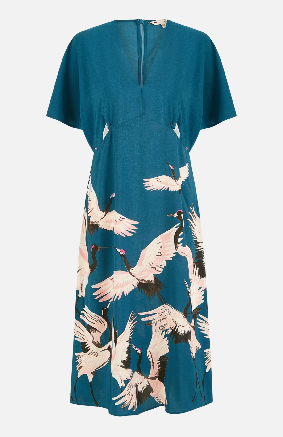 Yumi Women's Crane Print Kimono Midi Dress