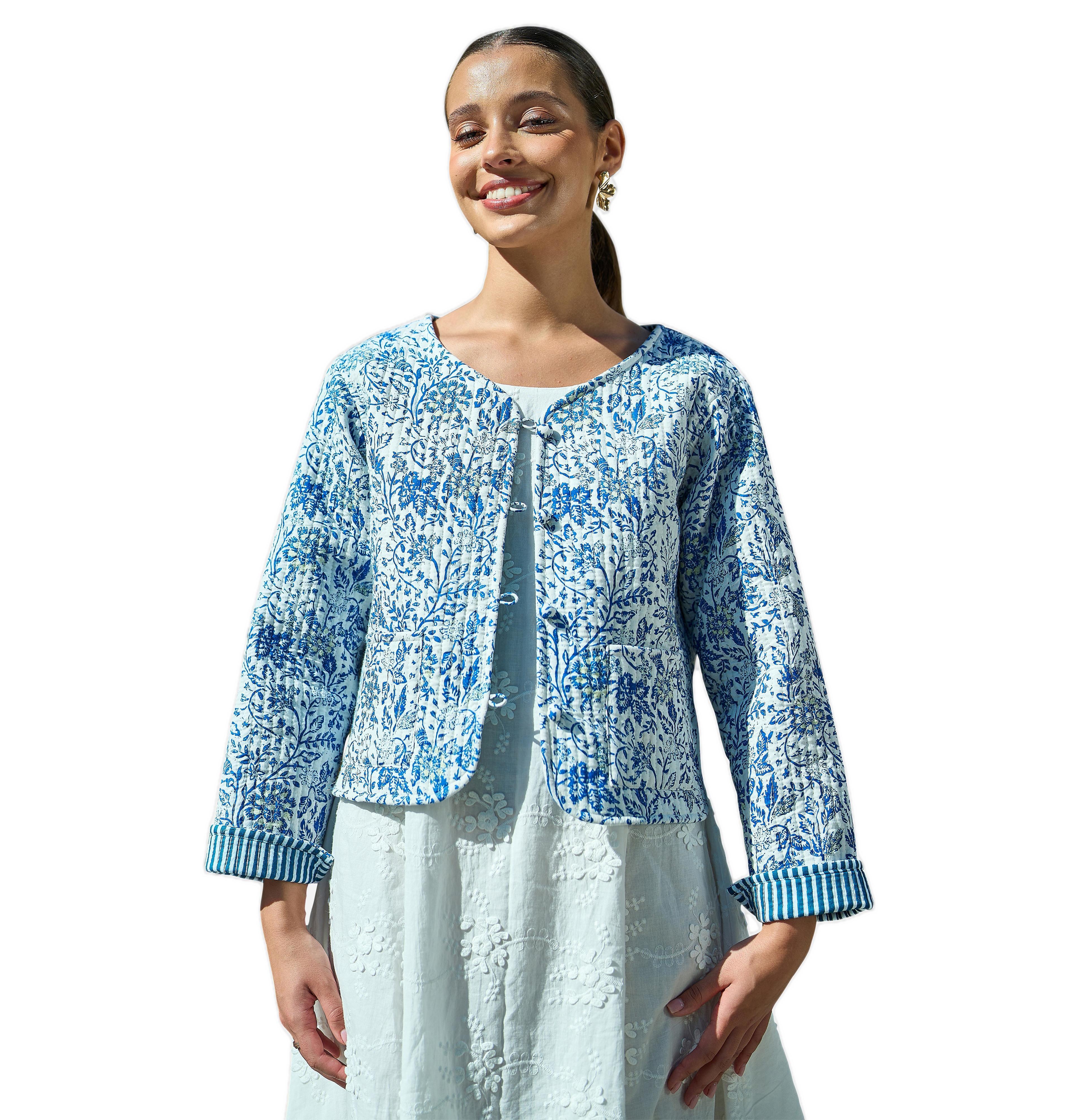 Yumi Women's Reversible Cotton Quilted Jacket