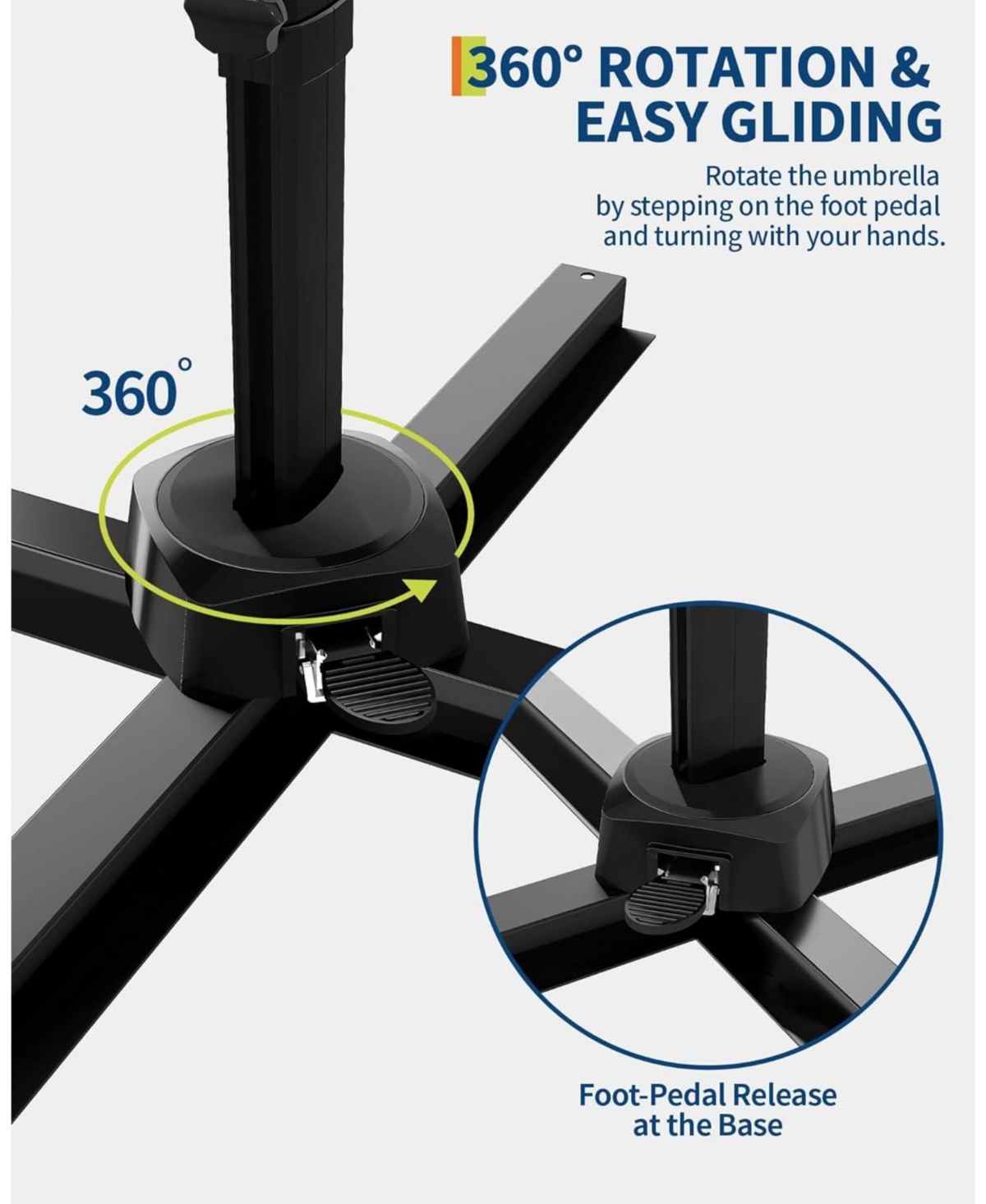 gaomon 10 ft Cantilever Patio Umbrella with Base, 360 Rotation, Offset Market Sun Shade, Outdoor Deck & Garden, Brown