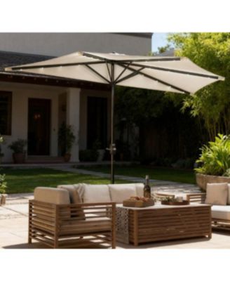 Small Vented Half Patio Umbrella,Half Outdoor Patio Umbrella,with Crank 8 Ribs for Outdoor