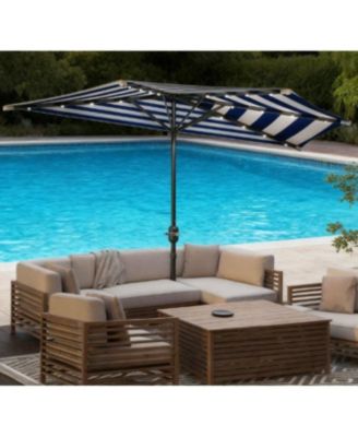 Small Vented Half Patio Umbrella,Half Outdoor Patio Umbrella,with Crank 8 Ribs for Outdoor