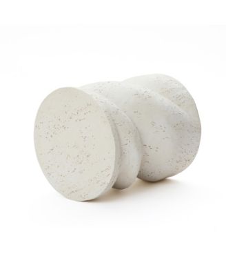 Distressed Round Spiral Outdoor Side Table, 19” MgO Patio Accent