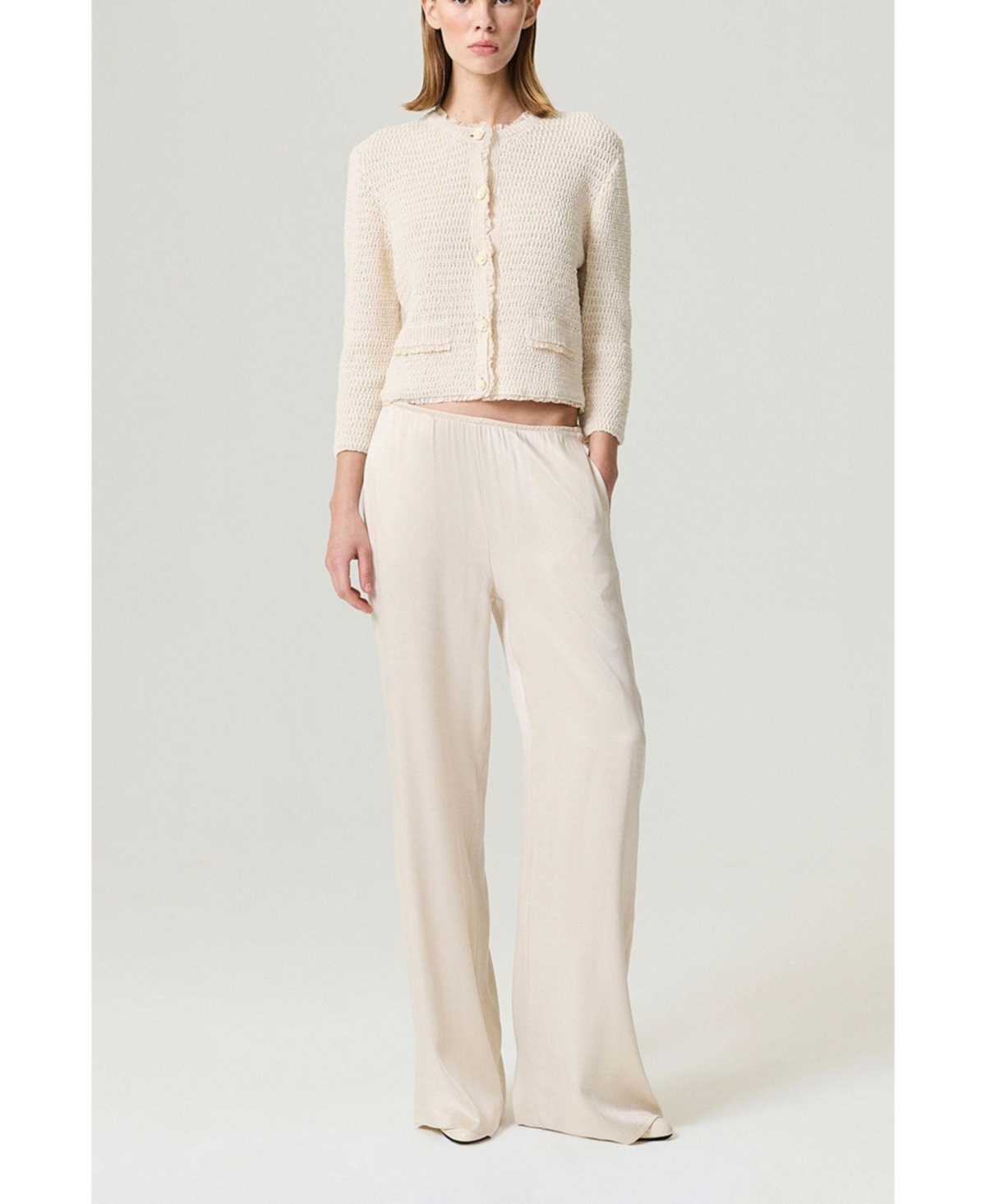 Nocturne Women's Textured Boucle Button Cardigan