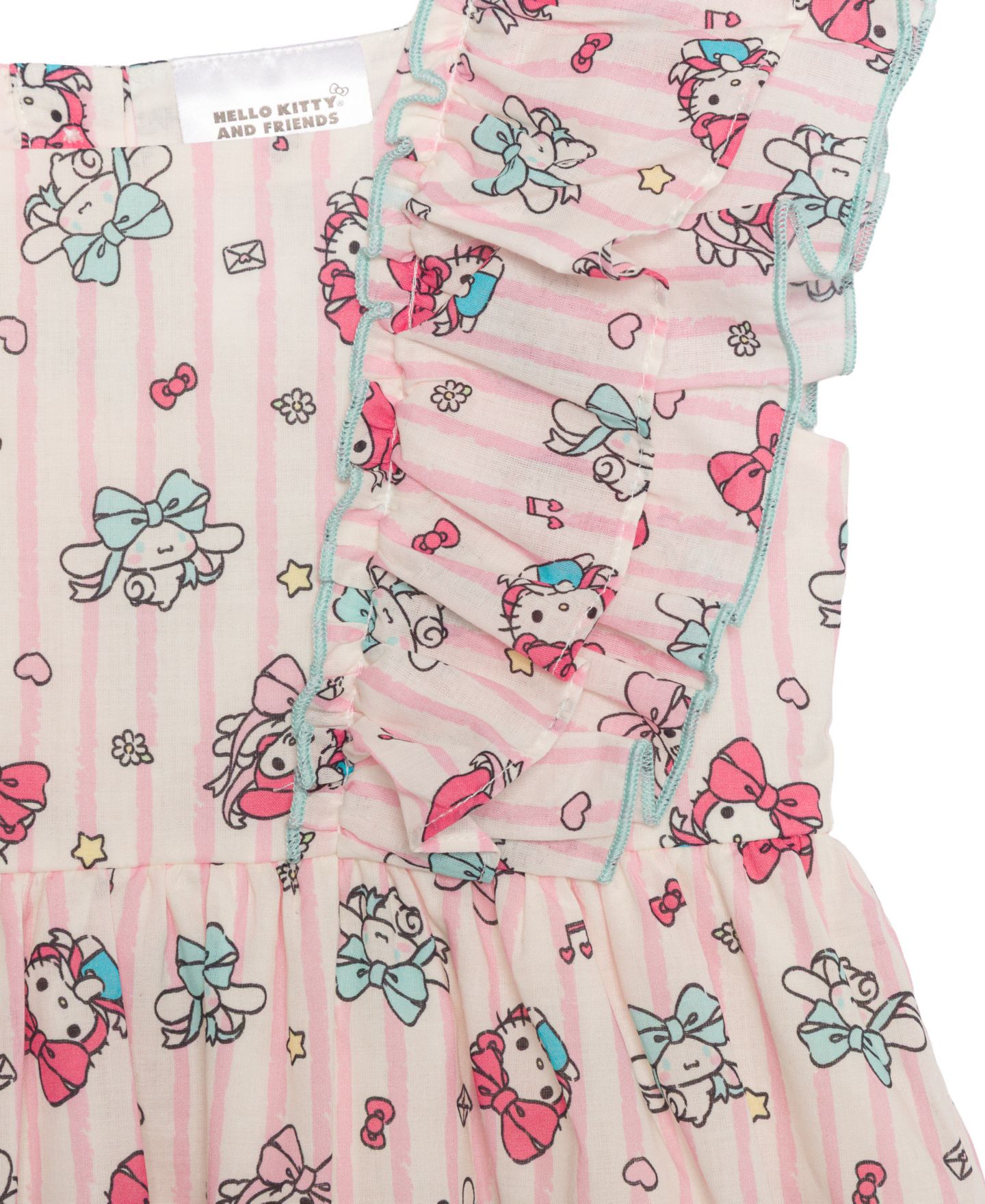 Платье Hello Kitty Sleeveless Square-Neck Dress для девочек, цвет: Слоновая кость / Розовый — фото 3