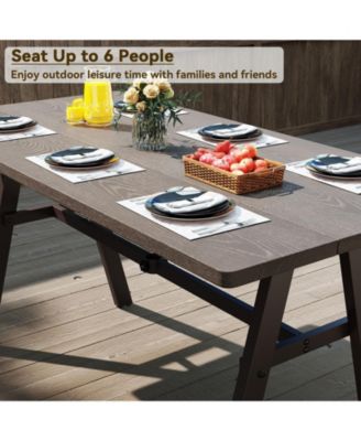 59'' x 29.5'' Rectangle Rustproof Patio Dining Table w/ 1.93'' Umbrella Hole