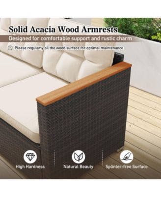 3-Seat Patio Couch Sofa PE Rattan Wicker Loveseat Furniture Set Outdoor