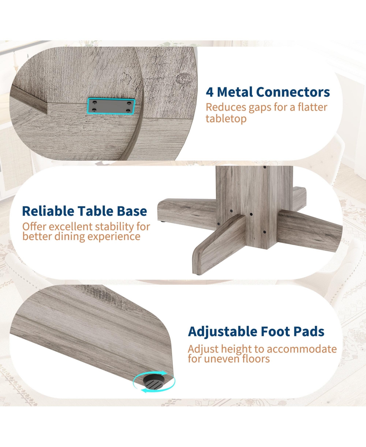 gaomon Round Dining Table for 4-6 People, Dining Room Table with Pedestal Base(Table Only