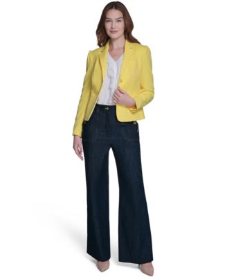 Women's Puff Sleeve Notch Collar Blazer