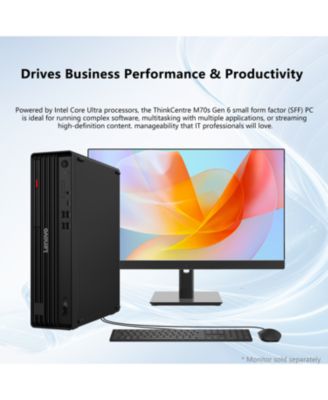 ThinkCentre M70s Gen 6 Business Desktop, Intel Core Ultra 5 225, 16GB DDR5, 512GB SSD, Wi-Fi 6, Wired KB & Mouse, Windows 11 Pro