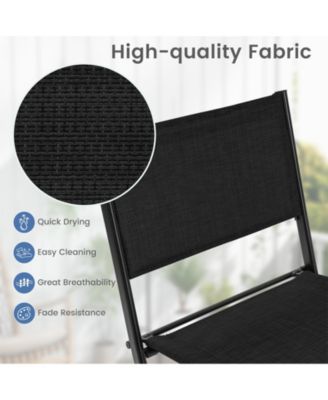 Folding Bar Stools Set of 2 Patio Sling Chairs Backrest Humanized Footrest