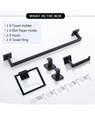 5 Pieces Bathroom Hardware Set, Towel Bar, Towel Holder, Toilet Paper Holder and Towel Hook, Stainless Steel Bath Accessories Kit