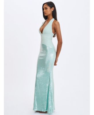 Women's Wendale Mint Sequin Plunging Mermaid Maxi Dress