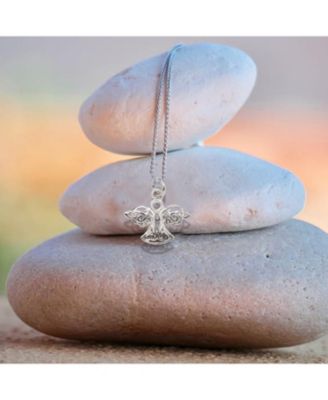 925 Sterling Silver 18 Inch 20mm Filigree Guardian Angel Charm Necklace