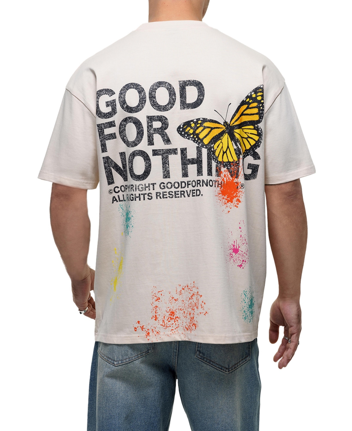 Good For Nothing Men's Women's Pigment Paint Cream T-shirt