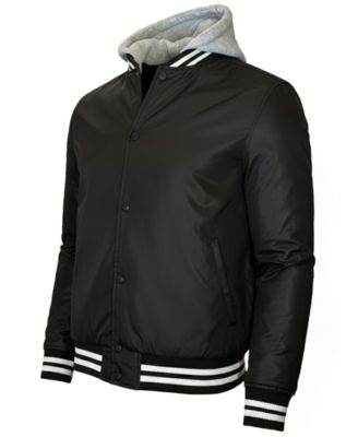 Men's Ribbed Collar Hooded Varsity Jacket