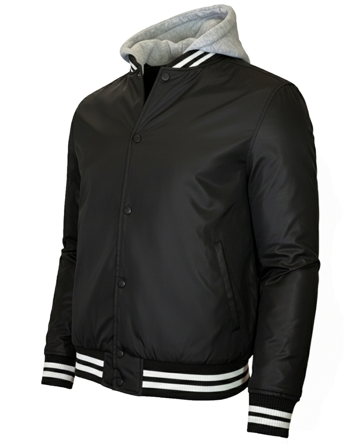 Q-Active Men's Ribbed Collar Hooded Varsity Jacket
