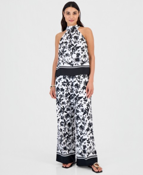 Женские I.N.C. International Concepts Petite Printed Linen Wide-Leg Pants