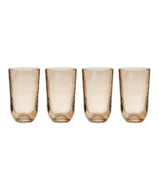 Homespun Amber Tall Tumbler Glasses, Set of 4