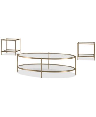 Isla 3-Pc. Glass Oval Coffee Table and End Table Set