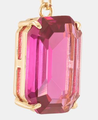 Gold-Tone Fuchsia Stone Drop Earrings