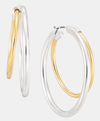 Two-Tone Split Hoop Earrings
