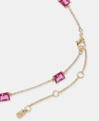 Gold-Tone Fuchsia Station Collar Necklace 