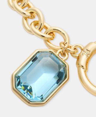 Gold-Tone Aqua Stone Flex Bracelet 