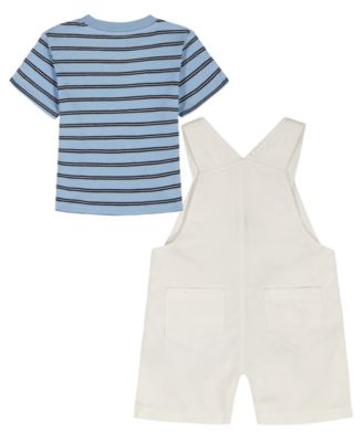Baby Boys' Striped T-Shirt and Twill Shortalls, 2-Piece Set