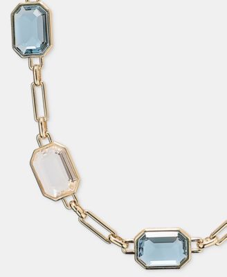 Gold-Tone Stone Chain Collar Necklace 